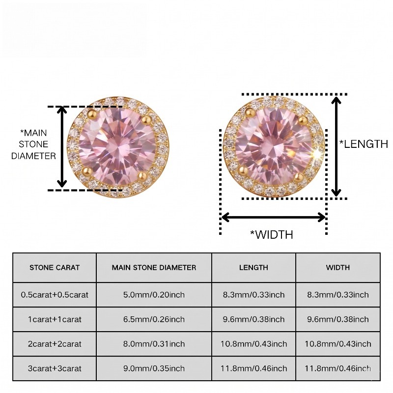 Women's Classic Round 925 Silver Synthetic Zirconia Stud Earrings